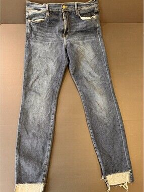 Frame Denim Le High skinny jean med wash womens Sz 33 raw hem Essential Denim